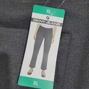 NEW DKNY Jeans Womens XL Gray Stretch Slim Fit Pants Polyester Rayon Blend